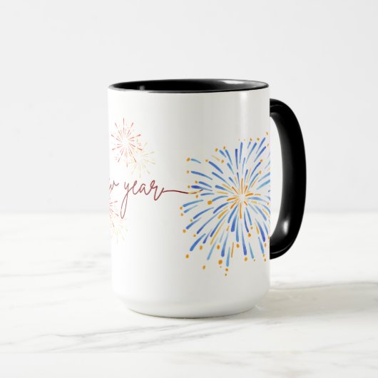 Happy New Year 2026 Mug – Fireworks & Celebration マグカップ (正面右)