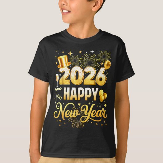 Happy New Year 2026 New Year Party Ballon Family M Tシャツ (正面)