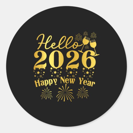 Happy New Year 2026 New Year Party Family Friends ラウンドシール (正面)