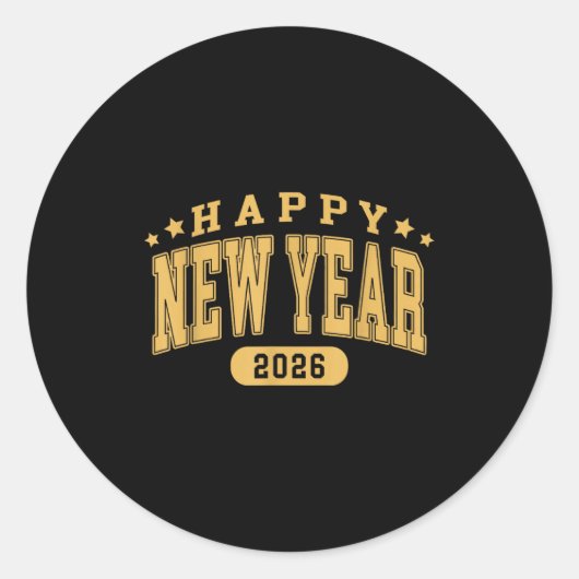 Happy New Year 2026 New Year Party Family Matching ラウンドシール (正面)