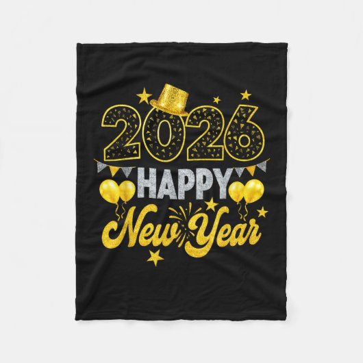 Happy New Year 2026 New Years Eve Party  フリースブランケット (正面)