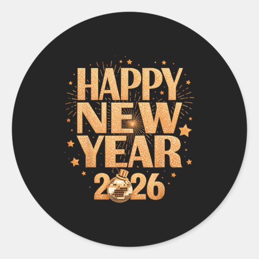 Happy New Year 2026 New Years Eve Party Countdown  ラウンドシール (正面)