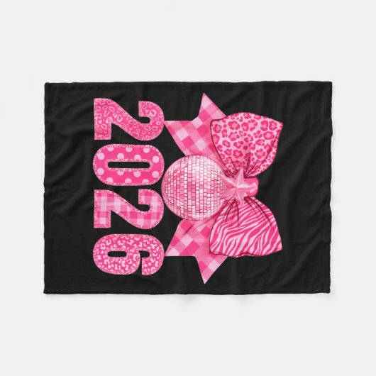 Happy New Year 2026 Nk Bow Patchwork Leopard Zebra フリースブランケット (正面(横))