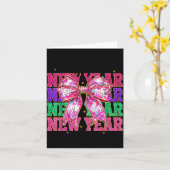 Happy New Year 2026 Nk Coquette Bow Disco Ball Cou カード (黄色い花)