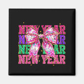Happy New Year 2026 Nk Coquette Bow Disco Ball Cou マグネット (正面)