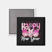 Happy New Year 2026 Nk Coquette Bow Disco Ball Fir マグネット (正面/裏面)