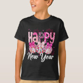 Happy New Year 2026 Nk Coquette Bow Disco Ball Fir Tシャツ (正面)