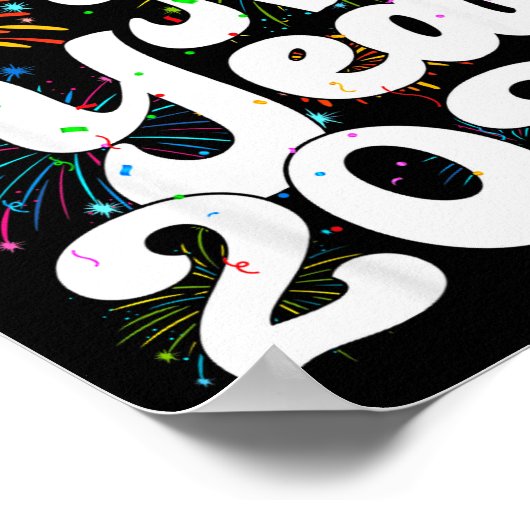 Happy New Year 2026 Nye Fireworks Cool New Years E ポスター (角)