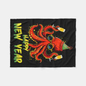 Happy New Year 2026 Octopus Drinking Champagne New フリースブランケット (正面(横))