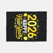 Happy New Year 2026 Party Balloons Fireworks Famil フリースブランケット (正面(横))