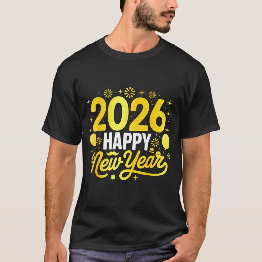 Happy New Year 2026 Party Balloons Fireworks Famil Tシャツ (正面)