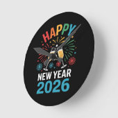 Happy New Year 2026 Party Funny New Years Eve 2026 ラウンド壁時計 (傾斜)