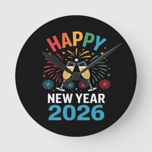 Happy New Year 2026 Party Funny New Years Eve 2026 ラウンド壁時計 (正面)