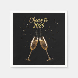 Happy New Year 2026 Party Napkins スタンダードカクテルナプキン