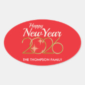Happy New Year 2026 Personalized Oval Sticker 楕円形シール (正面)