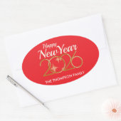Happy New Year 2026 Personalized Oval Sticker 楕円形シール (封筒)
