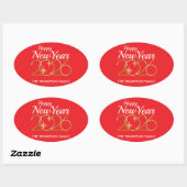 Happy New Year 2026 Personalized Oval Sticker 楕円形シール (シート)