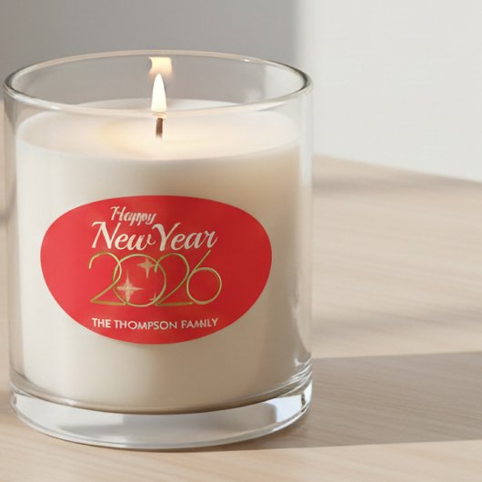 Happy New Year 2026 Personalized Oval Sticker 楕円形シール