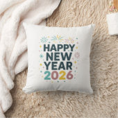 Happy New Year 2026 Pillow – Festive Fireworks Des クッション (ブランケット)