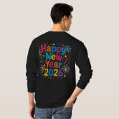 Happy New Year 2026 — Rainbow Confetti Celebration Tシャツ (裏面フル)