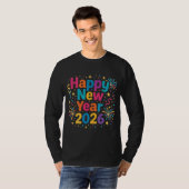 Happy New Year 2026 — Rainbow Confetti Celebration Tシャツ (正面フル)