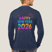 Happy New Year 2026 — Rainbow Neon Fireworks トライブレンドTシャツ (背面)