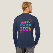 Happy New Year 2026 — Rainbow Neon Fireworks トライブレンドTシャツ (背面全体)