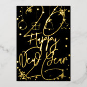 Happy New Year 2026, red ribbon 箔シーズンカード (正面)