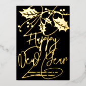 Happy New Year 2026, red ribbon 箔シーズンカード (正面)