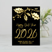 Happy New Year 2026, red ribbon 箔シーズンカード (立ち正面)