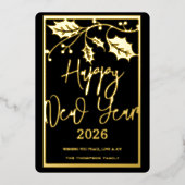 Happy New Year 2026, red ribbon 箔シーズンカード (正面)