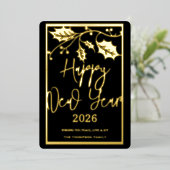 Happy New Year 2026, red ribbon 箔シーズンカード (立ち正面)