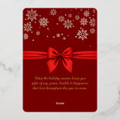 Happy New Year 2026, red ribbon 箔シーズンカード (裏面)