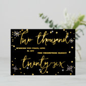 Happy New Year 2026 Retro Red Ribbon 箔シーズンカード (立ち正面)