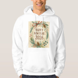 happy new year 2026 rustic floral hoodie パーカ