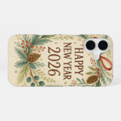 happy new year 2026 rustic iPhone 16ケース (裏面横)