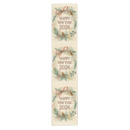 happy new year 2026 rustic table runner ショートテーブルランナー