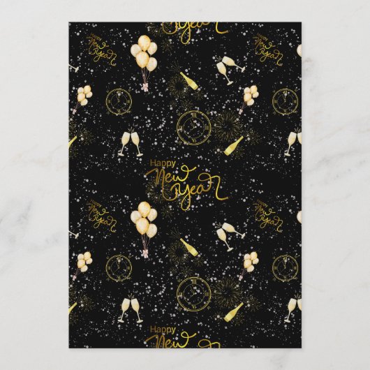 Happy New Year 2026 Seamless Pattern 招待状 (正面)