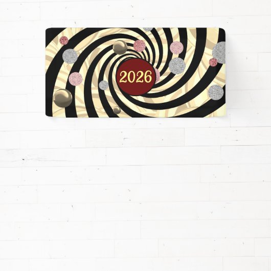 Happy New Year 2026, spirals and bubbles  横断幕 (インサイチュ)
