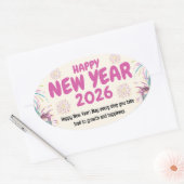 Happy New Year 2026 Sticker 楕円形シール (封筒)