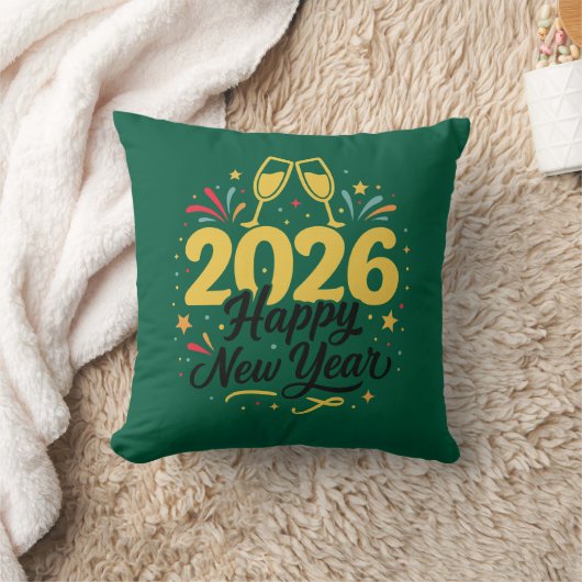 Happy New Year 2026 Throw Pillow | Festive  クッション (ブランケット)