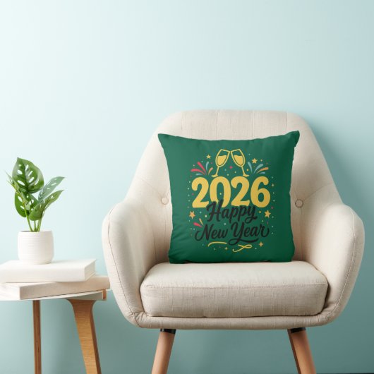 Happy New Year 2026 Throw Pillow | Festive  クッション (椅子)