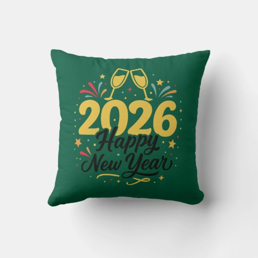 Happy New Year 2026 Throw Pillow | Festive  クッション (裏面)