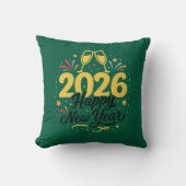 Happy New Year 2026 Throw Pillow | Festive  クッション (正面)