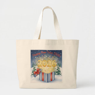 Happy New Year 2026 Tote Bag – Festive Fireworks  ラージトートバッグ