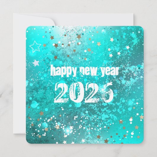 Happy new year 2026 turquoise holiday card シーズンカード (正面)