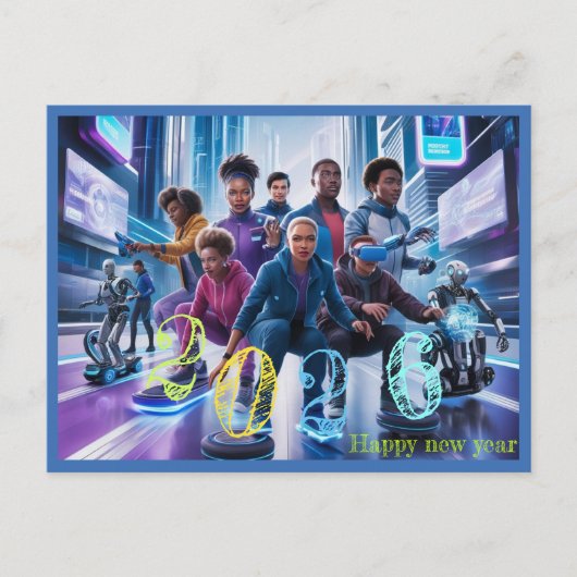 Happy New Year 2026 typography gift シーズンポストカード (正面)