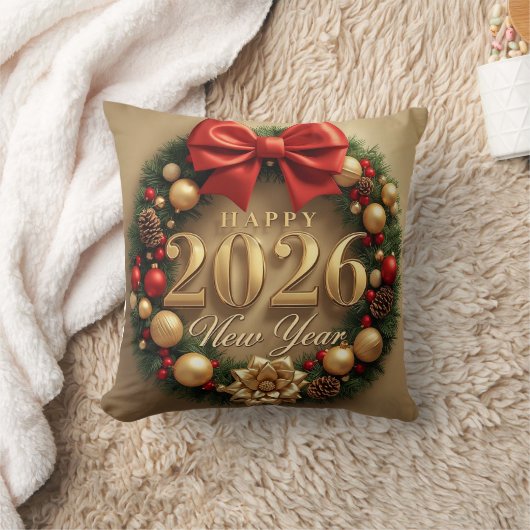 happy new year 2026 warm wreath クッション (ブランケット)