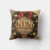 happy new year 2026 warm wreath クッション (裏面)
