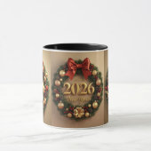 happy new year 2026 warm wreath mug マグカップ (中央)